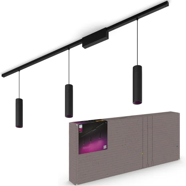 Philips Hue Perifo - basisset - LED hanglamp - zwart - aanpasbaar wit en gekleurd licht -3 lichtpunten - slimme verlichting