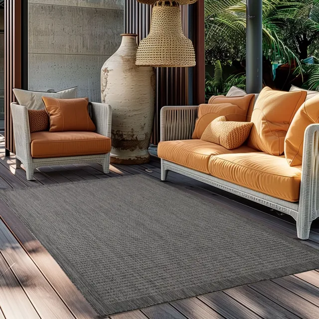 Muratap Tapijtenloods Solid Binnen en Buiten - Vloerkleed - Indoor & Outdoor - Laagpolig Effen - Zwart- 140x200 CM
