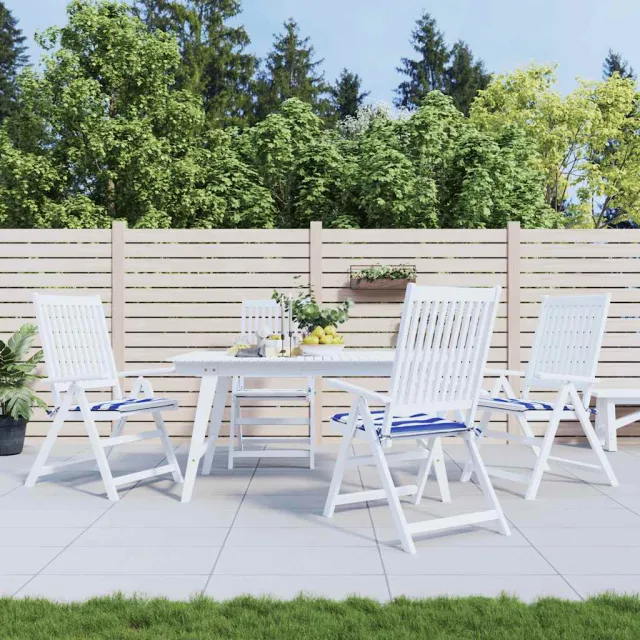 vidaXL Tuinstoelkussens 4 st gestreept 50x50x3 cm stof wit en blauw Meerkleurig