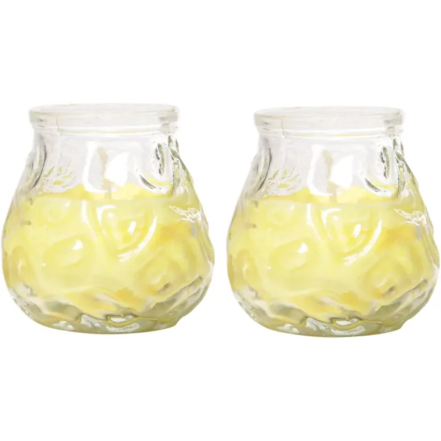 Cosy&Trendy Citronella Lowboy Tafelkaars - 2x - 7 cm - 17 branduren - citrusgeur - citronella sfeerkaarsen Geel