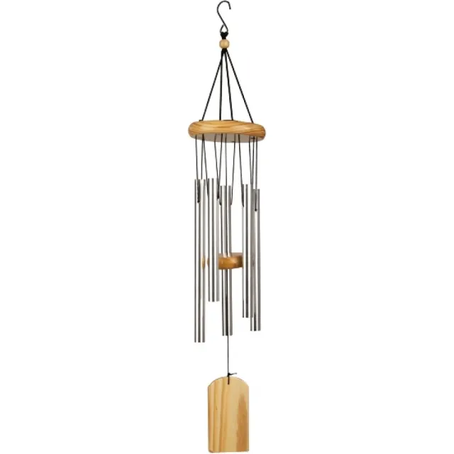 Radey's Windgong - Metaal - Aluminium buizen - Houten klepel - 53cm - Windchime Zilver