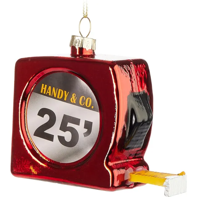 Brubaker Meetlint Rood - Handbeschilderde Kerstbal Van Glas - 9 cm Voor Handwerkers - Mondgeblazen Kerstboomversiering - Decoratie Figuren Kerstmis - Kerstdecoratie Hanger