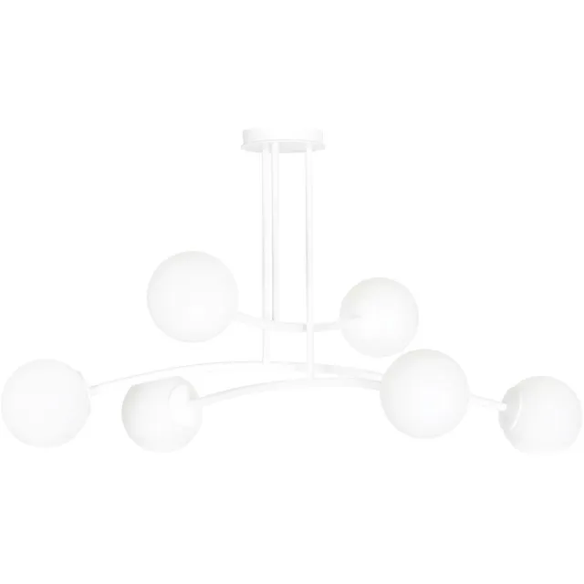 Emibig Lemvig witte design hanglamp met wit glas 6 lampen E14 - Perfect voor een moderne uitstraling in uw interieur