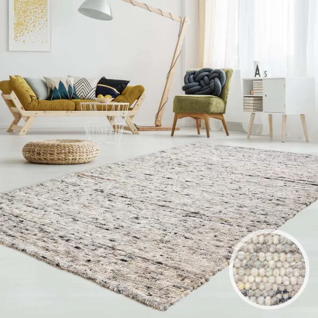 Tapeso Wollen vloerkleed - Ylva grijs 90x160