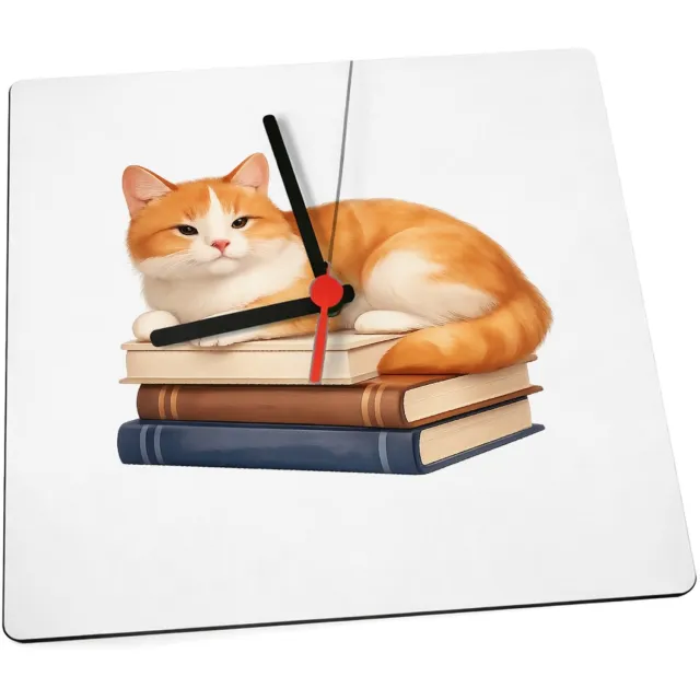 Mr Cadeautjes Klok 19 x 19 - design Een ontspannen dier op een hobby-object met een korte, kalme | cadeau Wit