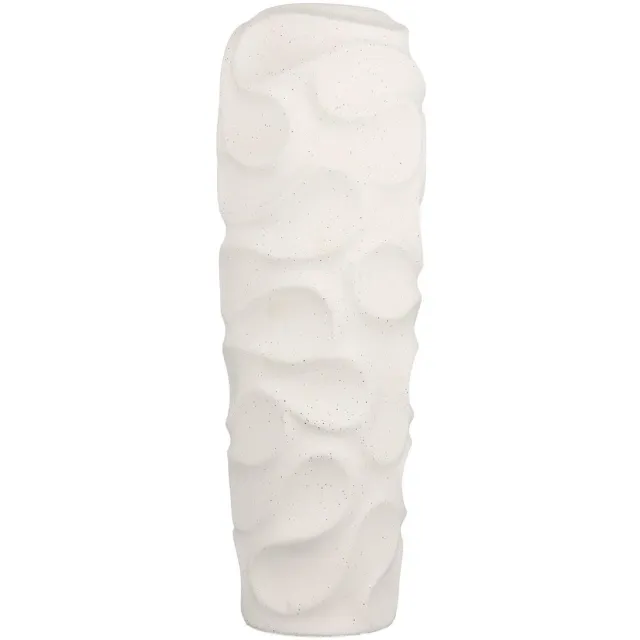 Fameilleur vaas 17xH59cm vanilla silk Rivu - stenen decoratieve bloemenvaas, voor bloemen, takken en droogbloemen, woondecoratie voor modern interieur, mooi als cadeau vanilla beige