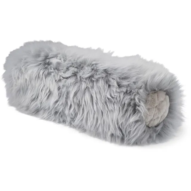 Sheepskin House Bolster Kussen - Langharige Schapenvacht - D20xL52 cm Light Grey/Silver Grey