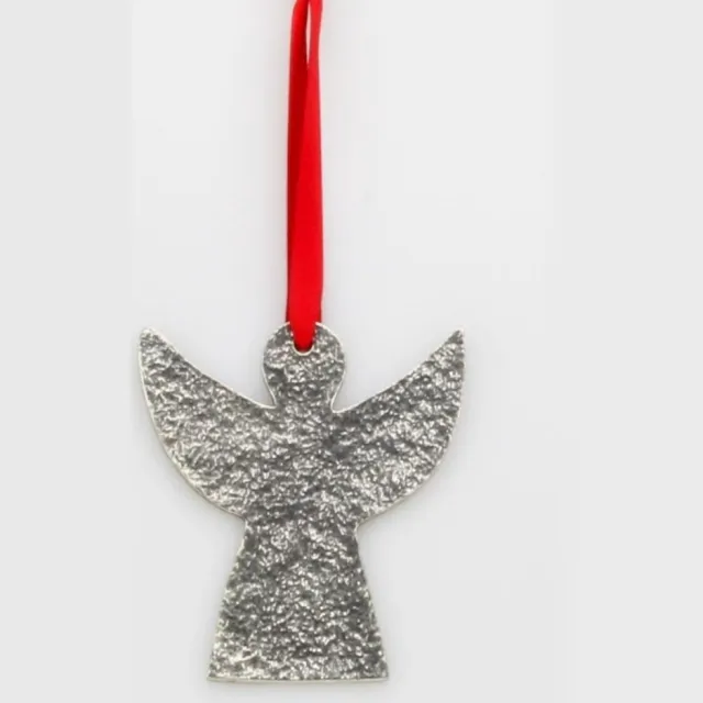 De tingieterij Kersthanger - Engel Modern - Unieke Kersthangers voor in de Kerstboom – Luxe Handgemaakte Ornamenten – Exclusieve Kerstdecoratie set - Kerstcadeau - Brievenbuscadeau Zilver