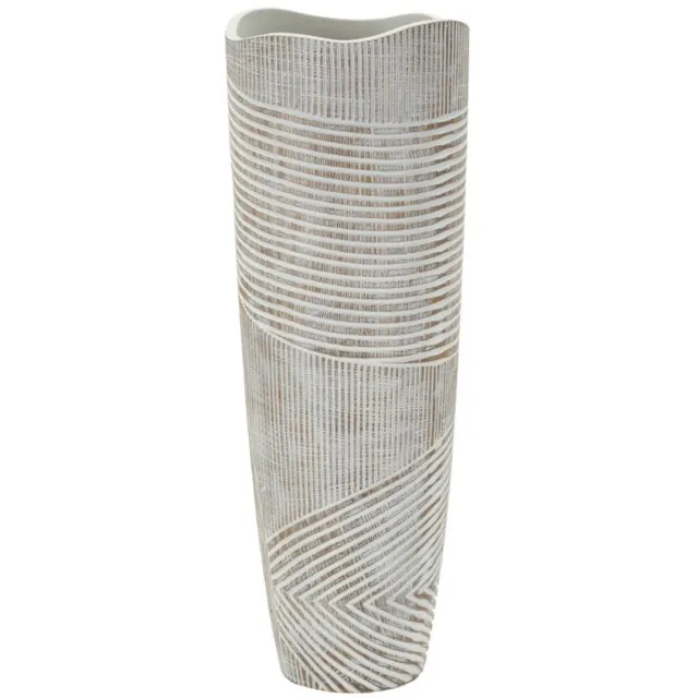 Mauro Ferretti Vaas Pot Resin Wood Ø 19×55 cm Wit Wash