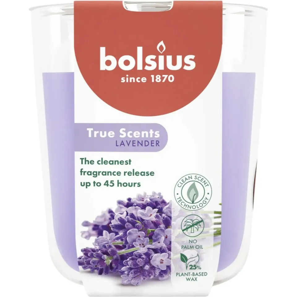Bolsius True Scents lavender geurkaars in glas Paars