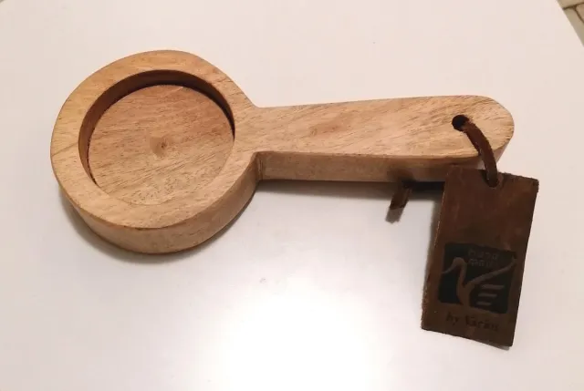 By Varios Amuse spoon / kandelaar / kaarsen / kaarshouder / Hout / Amberblokschaaltje bruin