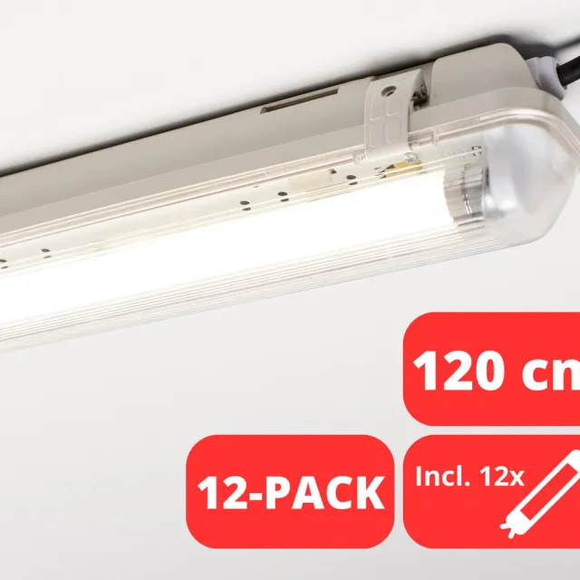 LED's light by Shada LongLife LED TL Armatuur incl. LED Buis 120 cm - Binnen & Buiten - IP65 - 12 stuks wit