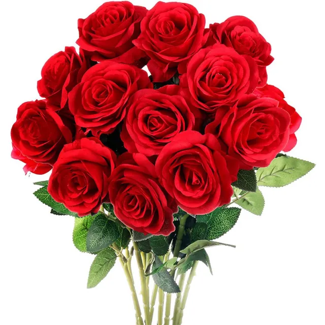 KELERINO. Kunstrozen Rood 50 cm – 12 Stuks – Zijden Kunstbloemen – Rode Rozen – Nepbloemen voor Vaas & Decoratie
