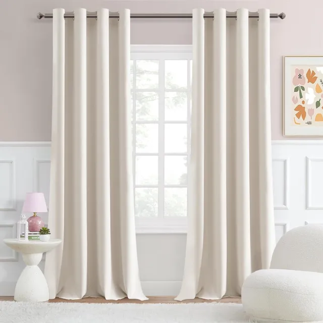 Unyqoos Geraffineerde Lichtbeige Semi-Verduisteringsgordijnen voor Slaapkamer en Woonkamer, Set van 2, 245 cm Lang