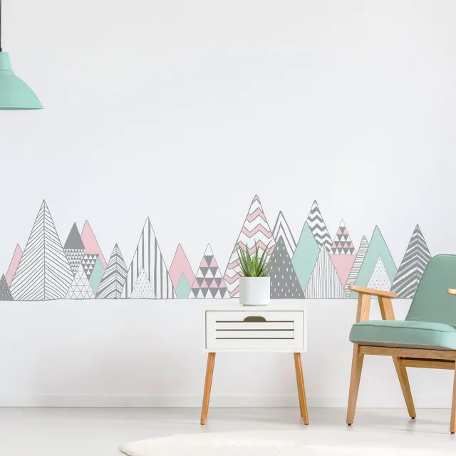 Ambiance Sticker Muurstickers - Decoratie voor slaapkamer/woonkamer - Gigantische muursticker van het Scandinavische gebergte Virunga - 95x135cm Multi color