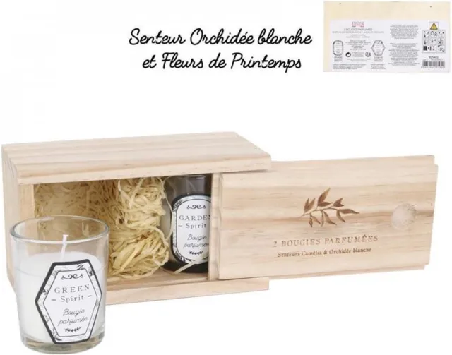 HOME DECO FACTORY 2 Prachtige geurkaarsen in een mooie houten geschenk kist - Geschenkset - Kado - Valentijn - Sfeer - Decoratie - Kaars - Kaarsen.