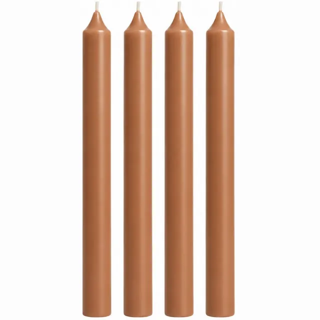 Geur & Klasse Dinerkaarsen Glad – Set van 4 – Café au Lait Karamelbruin – 25 cm – Handgemaakt – Sojawas