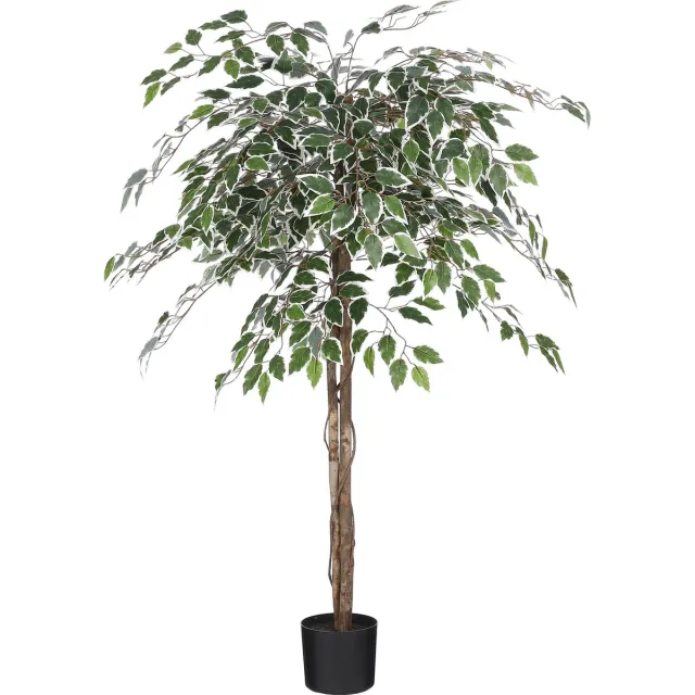 Mica Decorations Ficus Kunstplant in Bloempot - H150 x Ø50 cm - Groen bont Groen, bont
