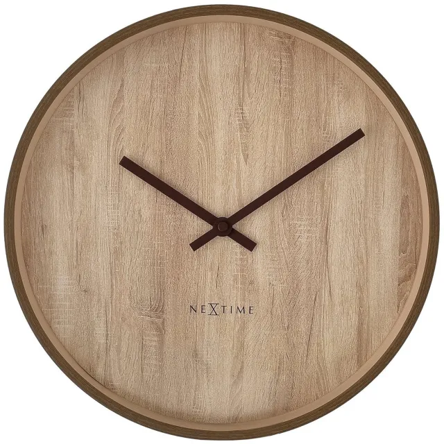 NeXtime Oslo – Wandklok – 30 cm – Plastic – Lichtbruin/Donkerbruin – Stil Dark Wood
