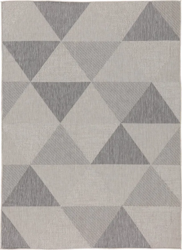 TESSO LIVING Vloerkleed voor binnen en buiten, Antislip, Balkon Terras Keuken, Geometrisch -Lichtgrijs - 160cm x 220cm - UV- en Weersbestendig, Modern Tuintapijt Driehoek - Lichtgrijs