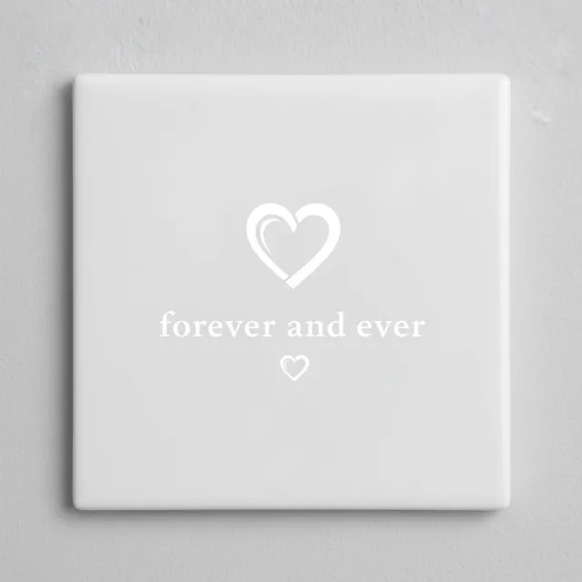 Nevolis Forever and Ever Liefde Tekst Decoratieve Tegel – Minimalistische Romantische Wanddecoratie – 15 x 15 cm Multi Color