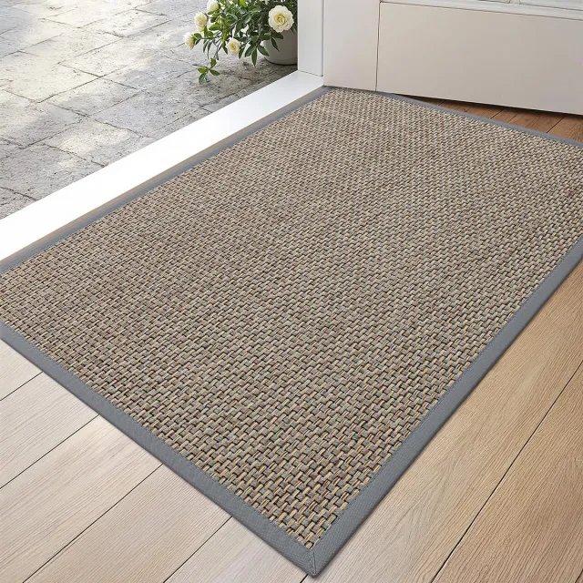 Famanu Deurmat 43 x 76 cm, antislip vuilopvangende deurmat voor binnen met rubberen achterkant, onopvallende entreemat in grijs