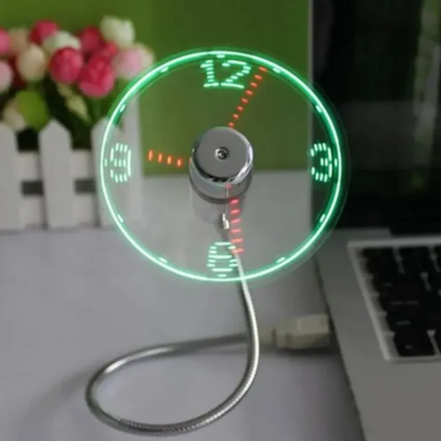 rimmo Usb Gadget Duurzaam Verstelbare Mini Flexibele Fan Led Light Usb Fan Tijd Klok Laptop PC Klok Luxe Tijd Display Zilver