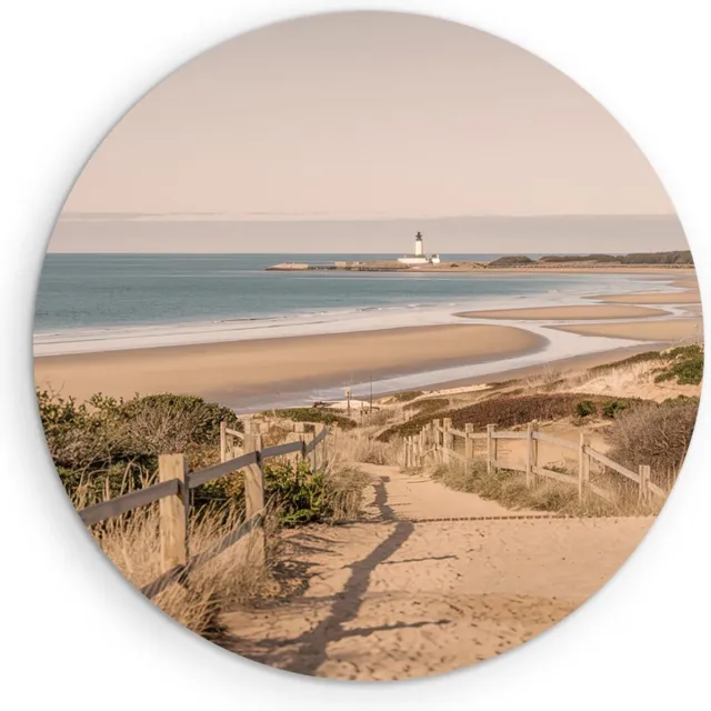 Saammp Muurcirkel Hout - Strand - Nederland - Zee - Ø 50 - Wandcirkel - Wanddecoratie Cirkel - muurdecoratie Woonkamer - Slaapkamer decoratie - Rond Schilderij