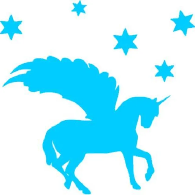 Muursticker Eenhoorn lichtblauw