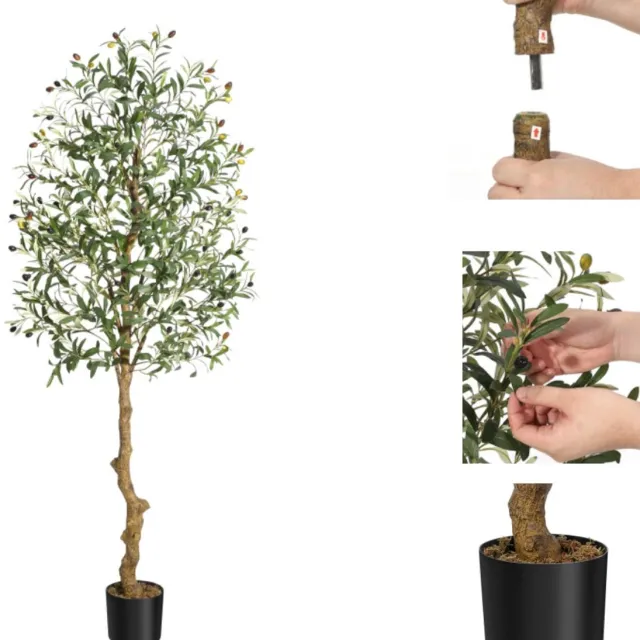 Danky Kunstmatige olijfboom bonsai - Zijdeachtige bladeren - Verstelbare takken - Geschikt voor huis, kantoor- of tuindecoratie - 182.88 cm
