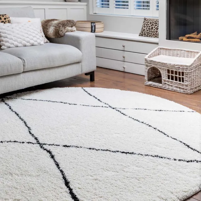 Boho&me Rond berber vloerkleed - Artisan Atla wit/zwart 120