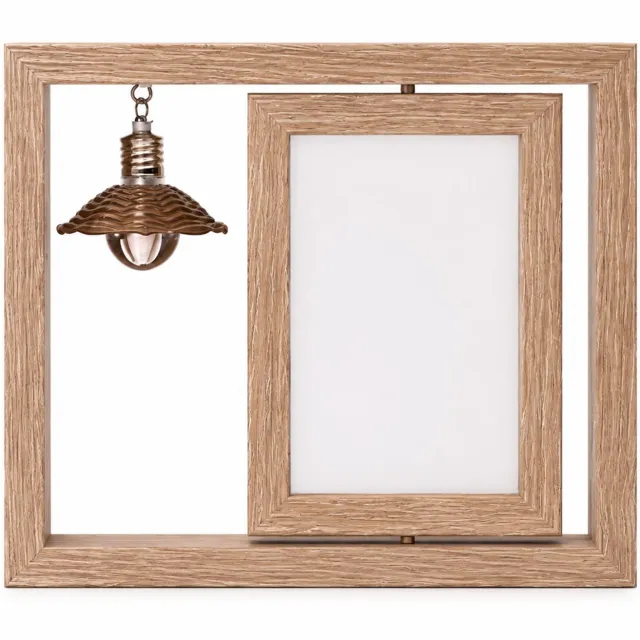 SWGOTA Massief houten rechthoekige dubbelzijdige draaibare fotolijst voor twee verticale foto's van 19 x 14 cm voor op tafel Bruin