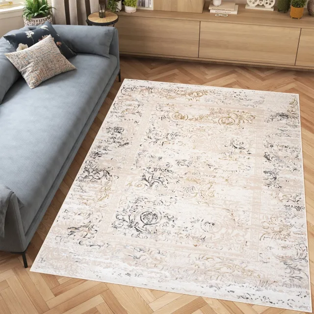 Tapiso Hera Vloerkleed Beige Woonkamer Bloemen Gezaagd Tapijt Lichtbeige 3