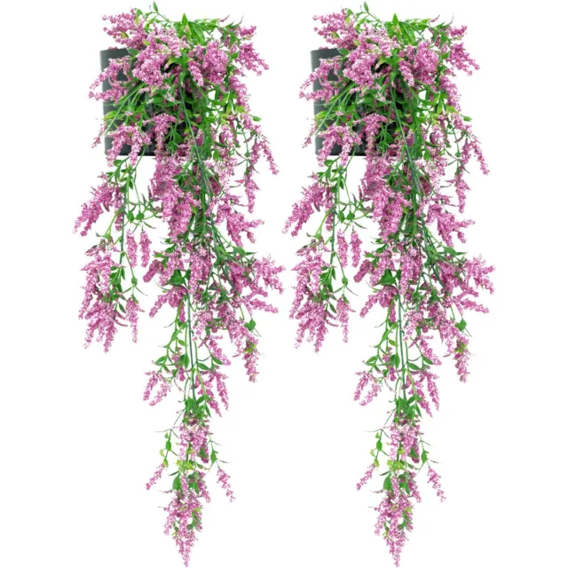 PrettyPlants 2st. Roze Kunst Hangplant | Roze met Groene Kunsthangplant | Hangende Kunstplant in Pot | Kunstplanten voor Binnen