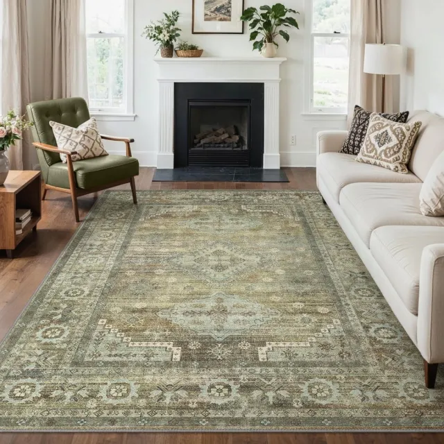 Unyqoos Boho Vloerkleed 160x230 cm voor Woonkamer en Slaapkamer met Antislip Koper Bruin