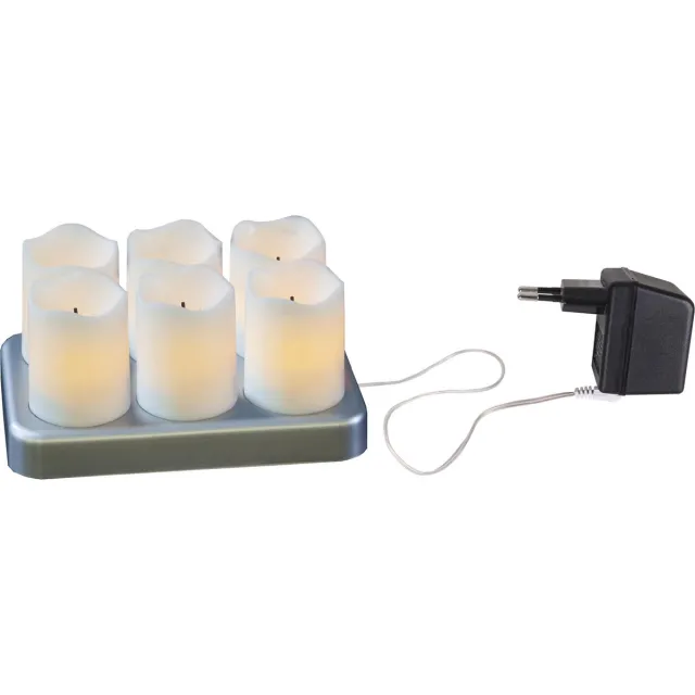 Star Trading LED Theelicht Set - 6 stuks met oplaadstation wit