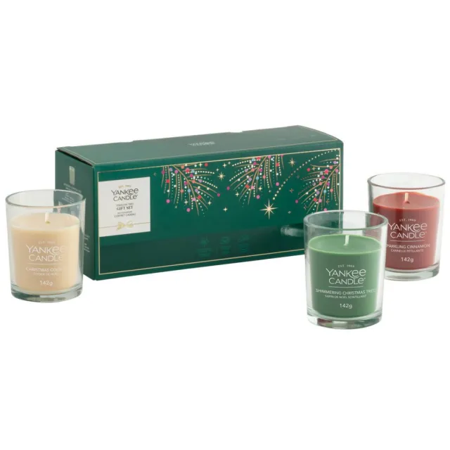 Yankee Candle geurkaars 26x9,5x11 cm (set van 3) groen/rood/crème