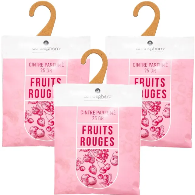 Atmosphera Geurzakjes Rood Fruit - 3x - met ophanghaak - geurkaartjes/luchtverfrisser