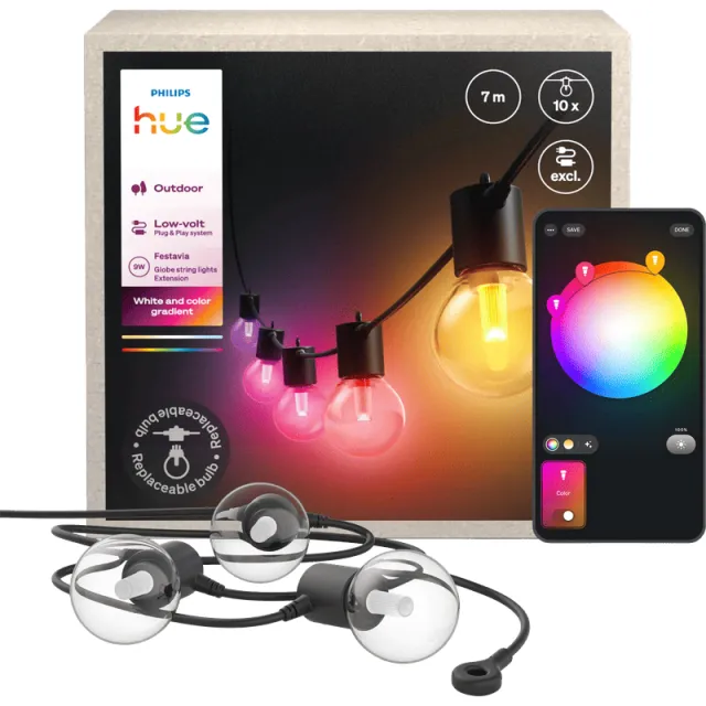 Philips Hue Festavia Globe Lichtsnoer - 7 meter - 10 lampen - Uitbreiding