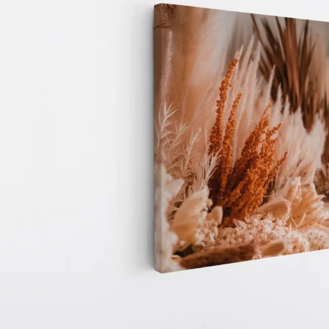 Saammp Canvas Schilderij - Pluimen - Bloemen - Abstract - 60x60 - Foto op canvas - Wanddecoratie - Muurdecoratie Woonkamer - Kantoor Decoratie Multicolor