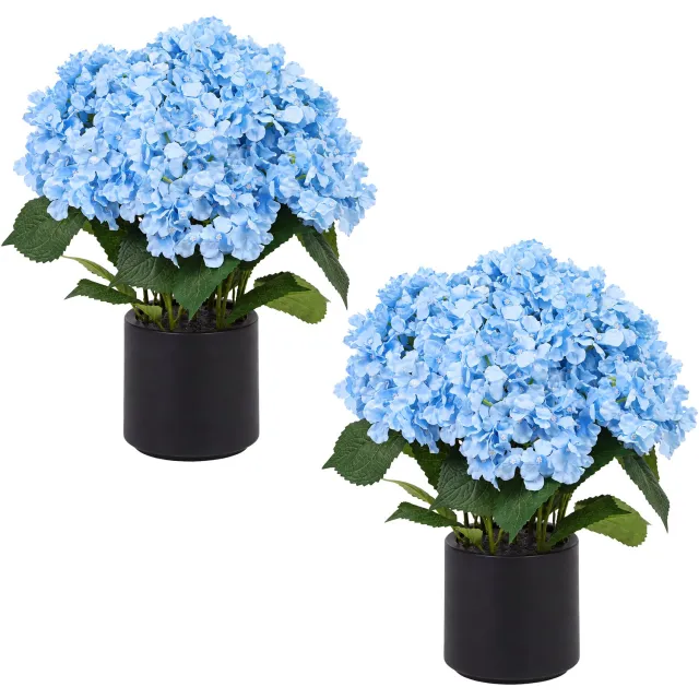 HOERFURIY Set van 2 Kunsthortensia’s in Pot, ca. 50 cm - blauw