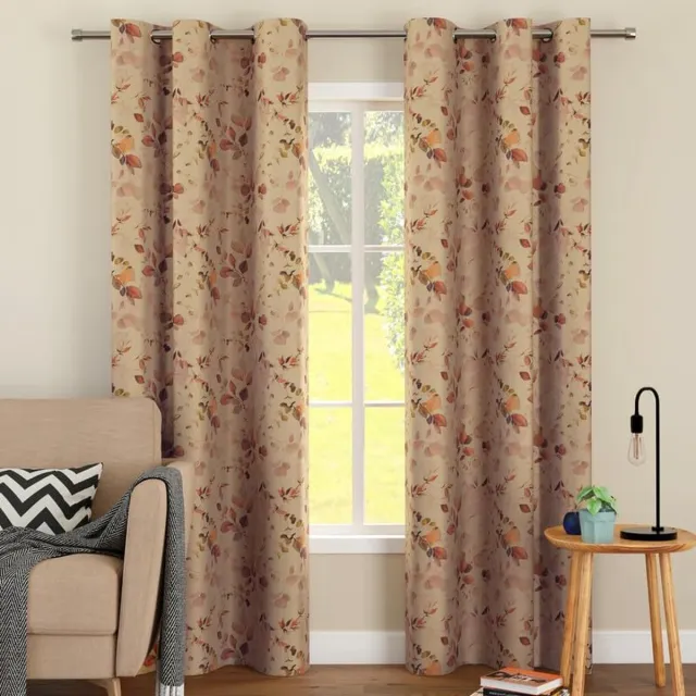 L1 Verduisteringsgordijnen voor slaapkamer en woonkamer (2 panelen) met elke maat 113 x 213 cm - Bloementijgerprint met oogjes, 85% lichtblokkering - L1 Oranje