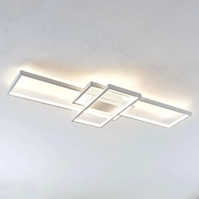Lindby LED plafondlamp- met dimmer - 1licht - aluminium - H: 8.5 cm - wit - Inclusief lichtbron