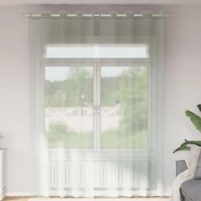 vidaXL Gordijnen voile met doorvoertules 2 st 140x260 cm lichtgrijs grijs
