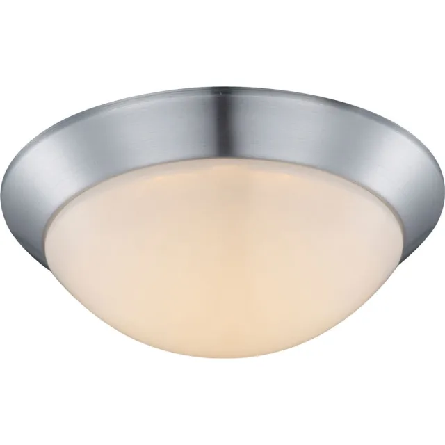 Globo Lighting Plafondlamp Designlamp Woonkamerlamp opaal satijn rond, metaal kunststof, 1x LED 12 watt 960 lumen warm wit, DxH 26x10 cm zilver