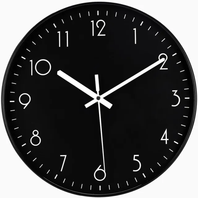 Famanu Moderne wandklok Ø30 cm, fluisterstil kwartsuurwerk, decoratief voor keuken of kantoor Zwart