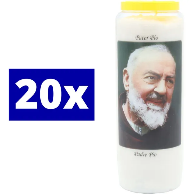 Bouckaert Kaarsen Noveenkaars Pater Pio 20 stuks - 9-dagenbrander - Met Nederlandse EN Franse tekst! Wit