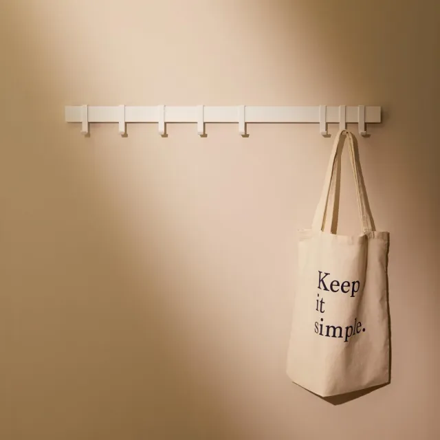 Famanu Wandkapstok van metaal met beweegbare haken voor aan de muur, modern ontwerp, haldecoratie, wit mat, 80 cm