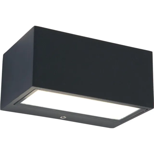 Lutec Gemini Square Small - Wandlamp voor buiten - Up & Down - Aluminium - LED - 700 Lumen - 10.5W - 4000K wit licht- Donkergrijs