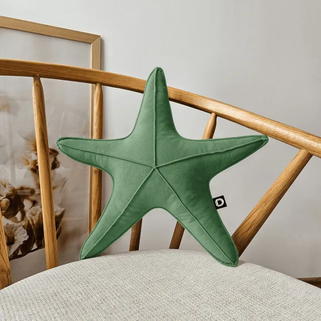 Decordruk VELVET - Sierkussen - Stervorm - Groen